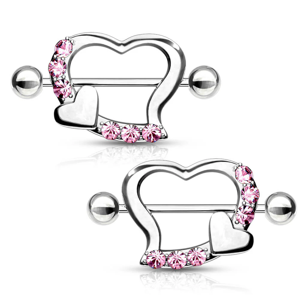 Nippelpiercing Doppelherz Zirkonia - Image 3