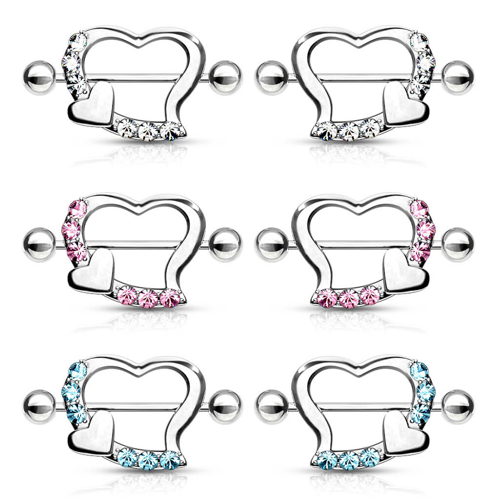 Nippelpiercing Doppelherz Zirkonia - Image 4