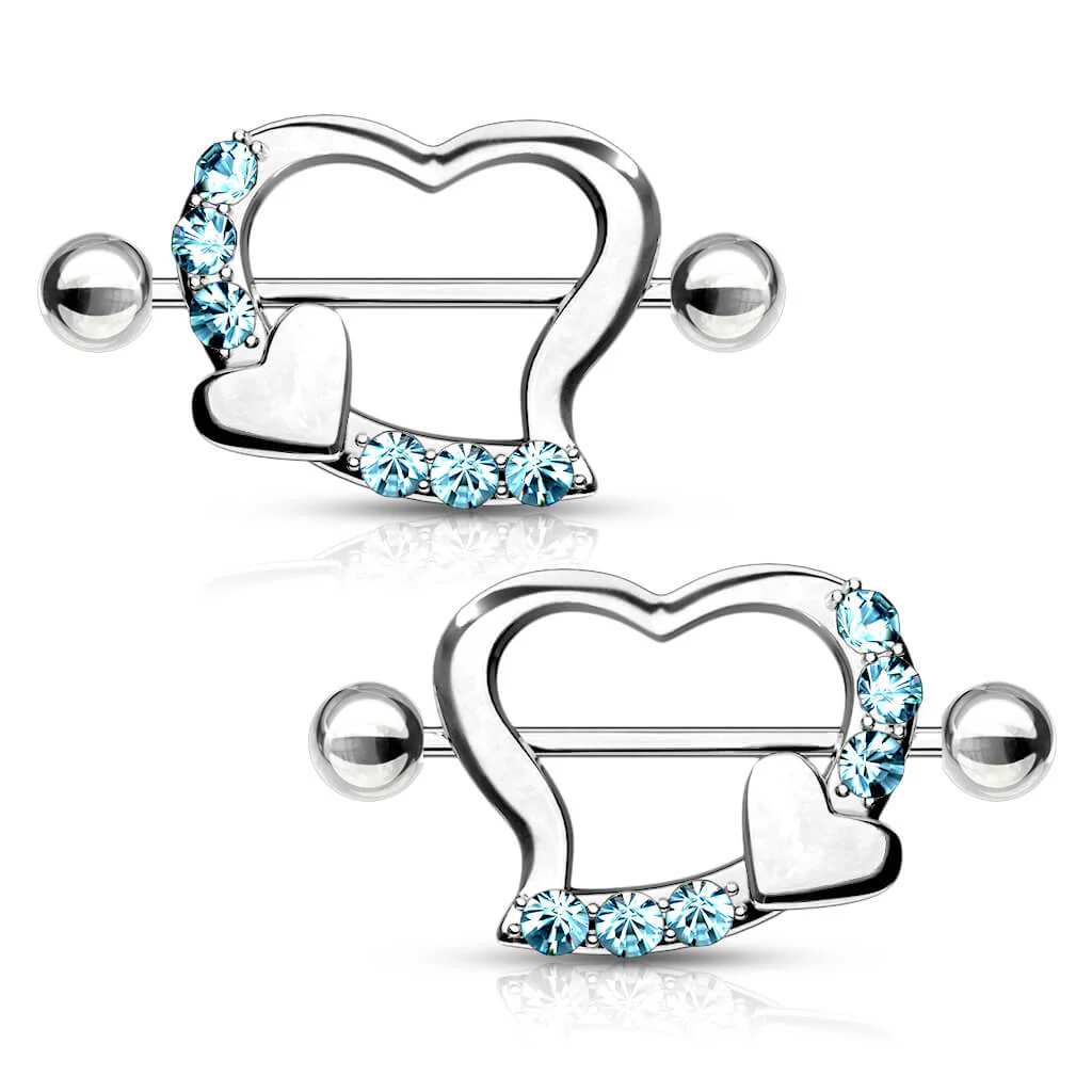 Nippelpiercing Doppelherz Zirkonia - Image 5