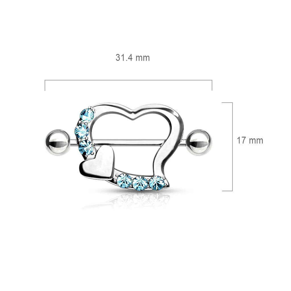 Nippelpiercing Doppelherz Zirkonia - Image 6