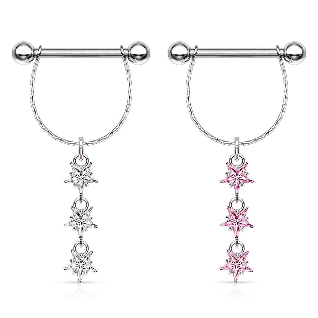 Nippelpiercing Sterne beweglich Zirkonia Silber - Image 3