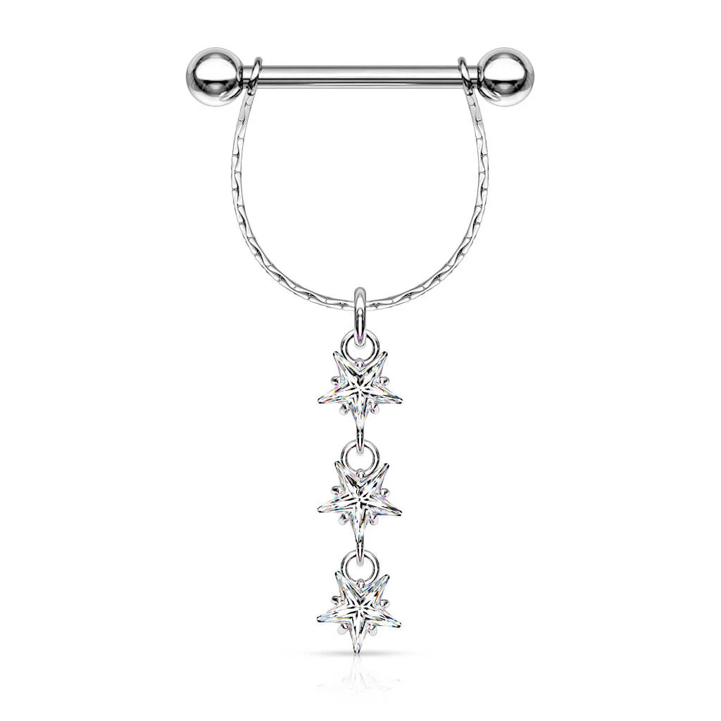 Nippelpiercing Sterne beweglich Zirkonia Silber - Image 4