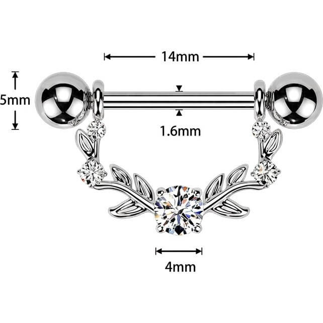 Nippelpiercing Multi Ranke Anhänger Zirkonia Krappenfassung - Image 2