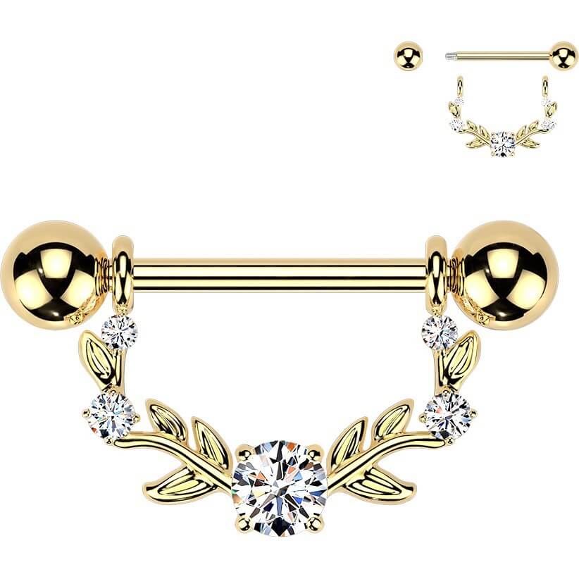 Nippelpiercing Multi Ranke Anhänger Zirkonia Krappenfassung - Image 3