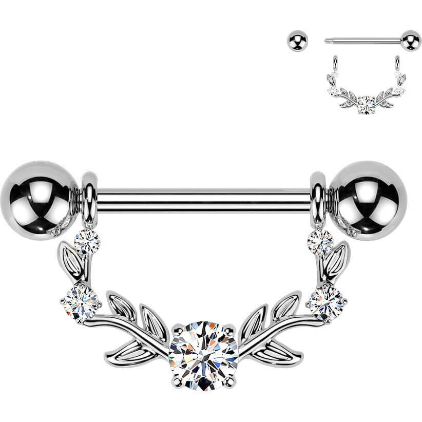 Nippelpiercing Multi Ranke Anhänger Zirkonia Krappenfassung - Image 4