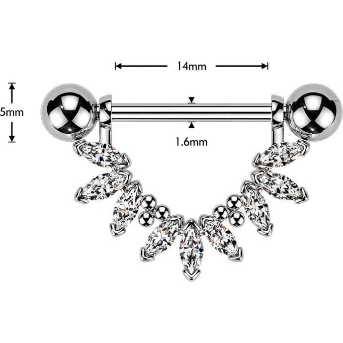 Nippelpiercing Marquise Zirkonia Fächer Anhänger - Image 2