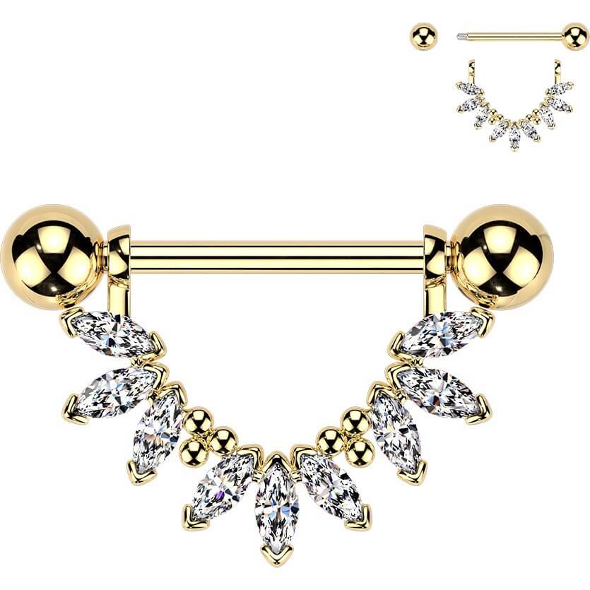 Nippelpiercing Marquise Zirkonia Fächer Anhänger - Image 3