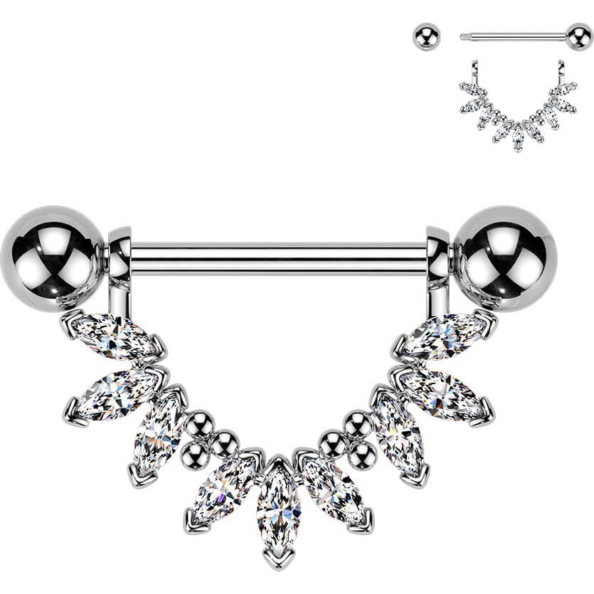 Nippelpiercing Marquise Zirkonia Fächer Anhänger - Image 4