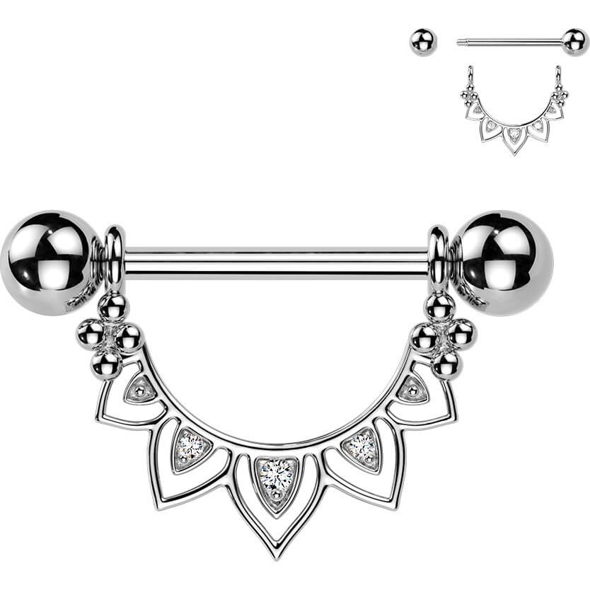 Nippelpiercing Zirkonia Filigran Fächer Anhänger - Image 4