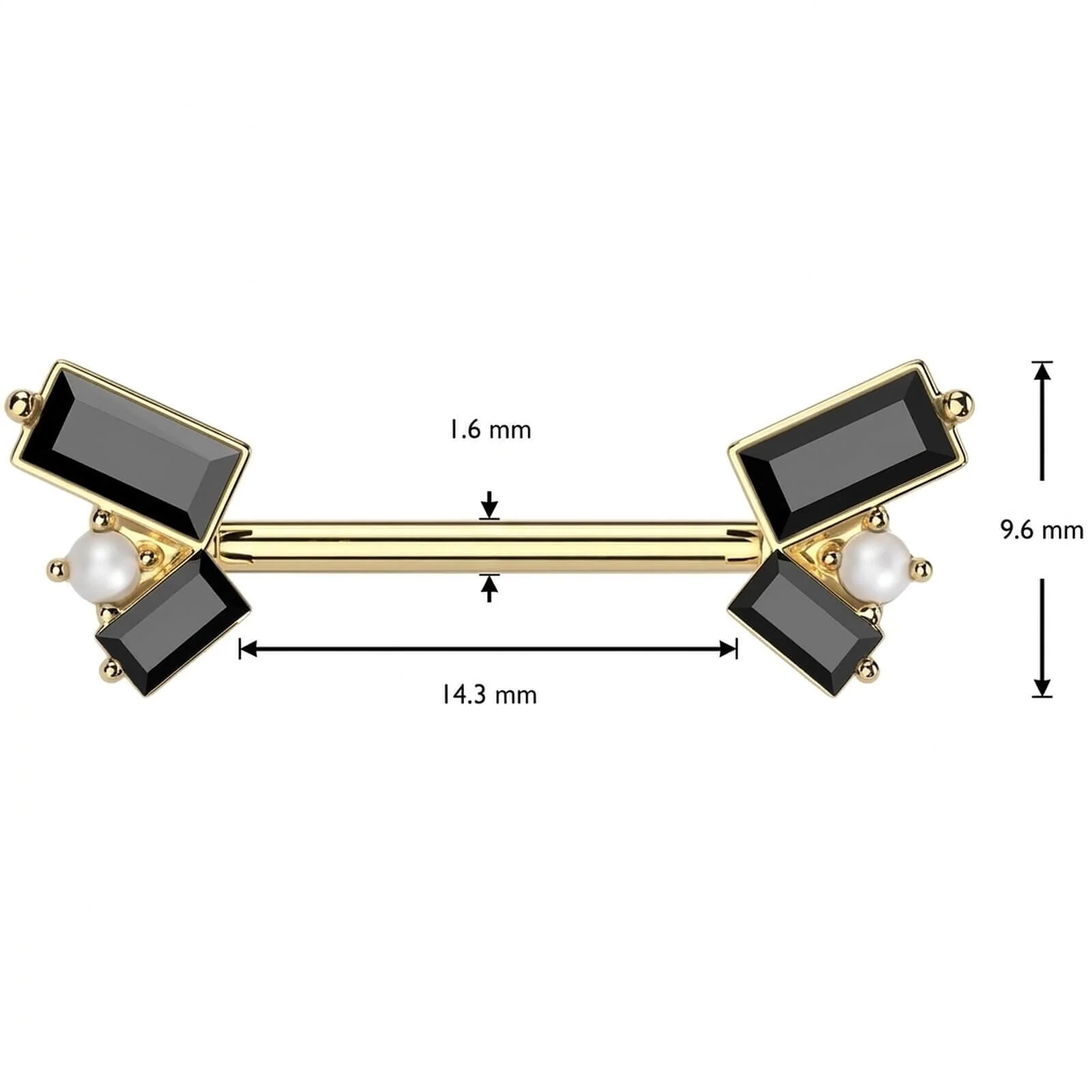 Nippelpiercing Perle Baguetteschliff Zirkonia - Image 4