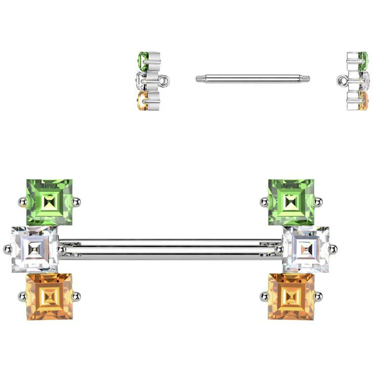 Nippelpiercing Viereck Zirkonia mehrfarbig - Image 3