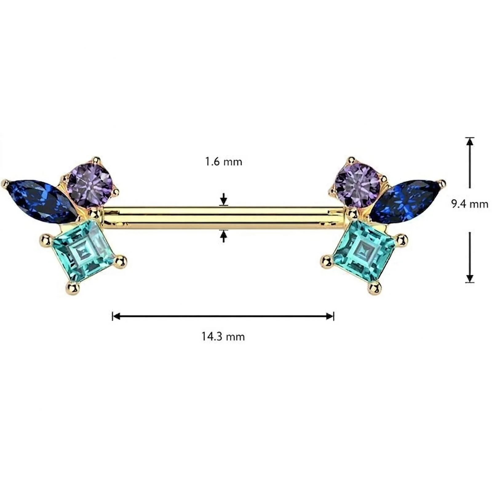 Nippelpiercing Zirkonia mehrfarbig - Image 4