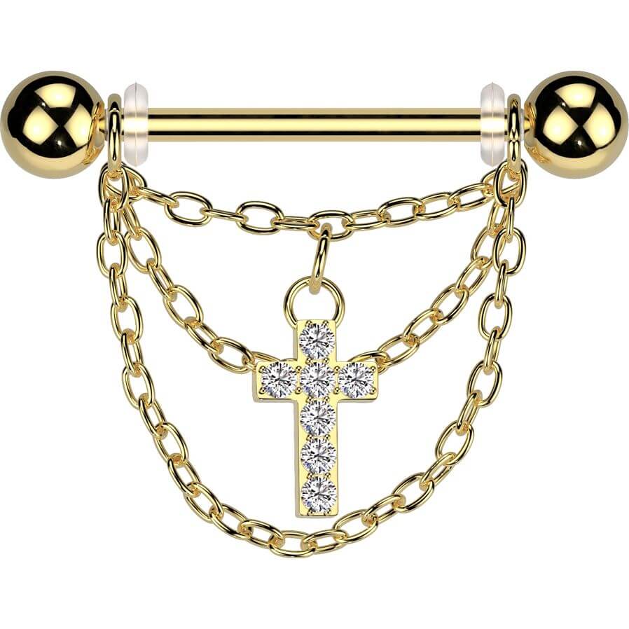 Nippelpiercing Kreuz Kette Anhänger