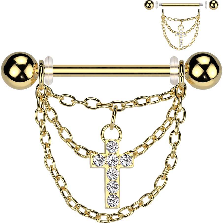 Nippelpiercing Kreuz Kette Anhänger - Image 2