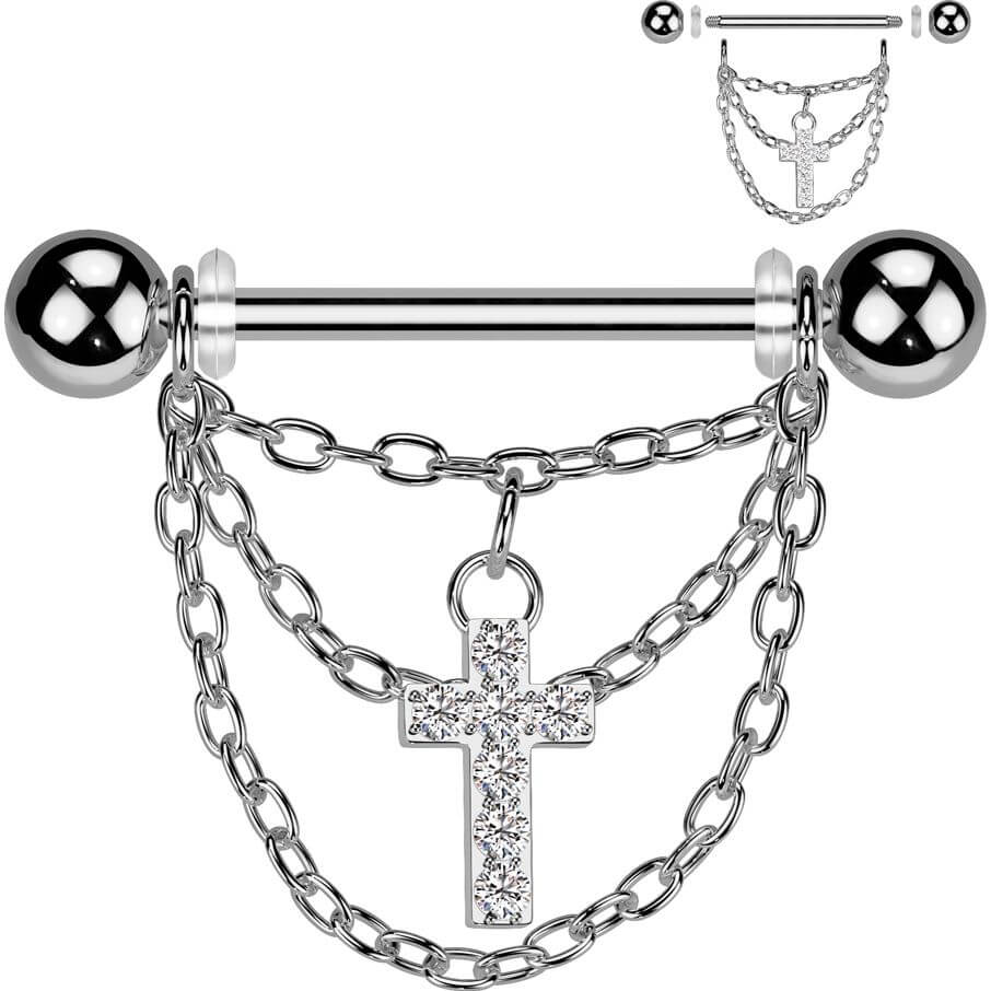 Nippelpiercing Kreuz Kette Anhänger - Image 3