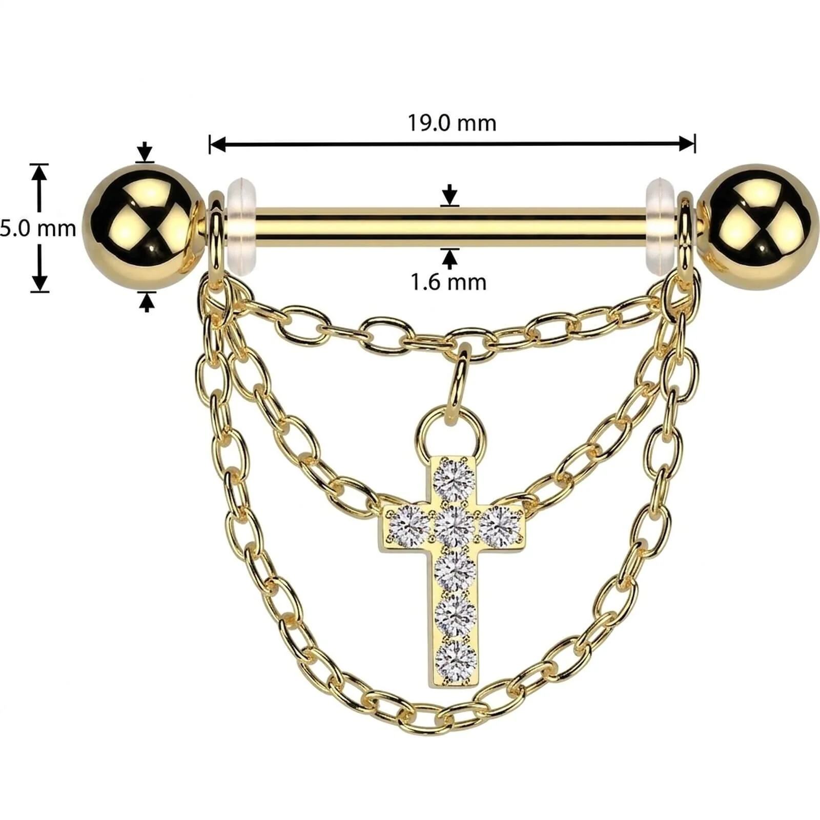 Nippelpiercing Kreuz Kette Anhänger - Image 4