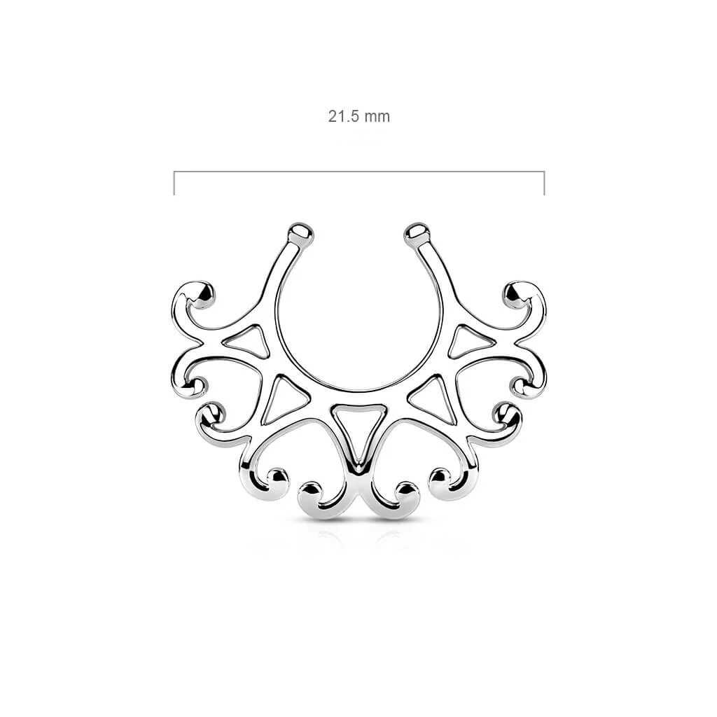 Fake Nippelpiercing Tribal Herzen Silber Biegbar - Image 2