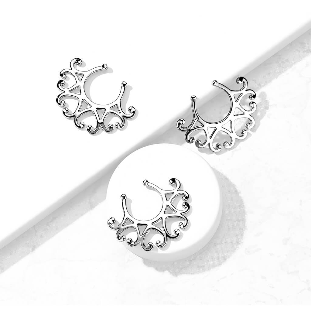 Fake Nippelpiercing Tribal Herzen Silber Biegbar - Image 3