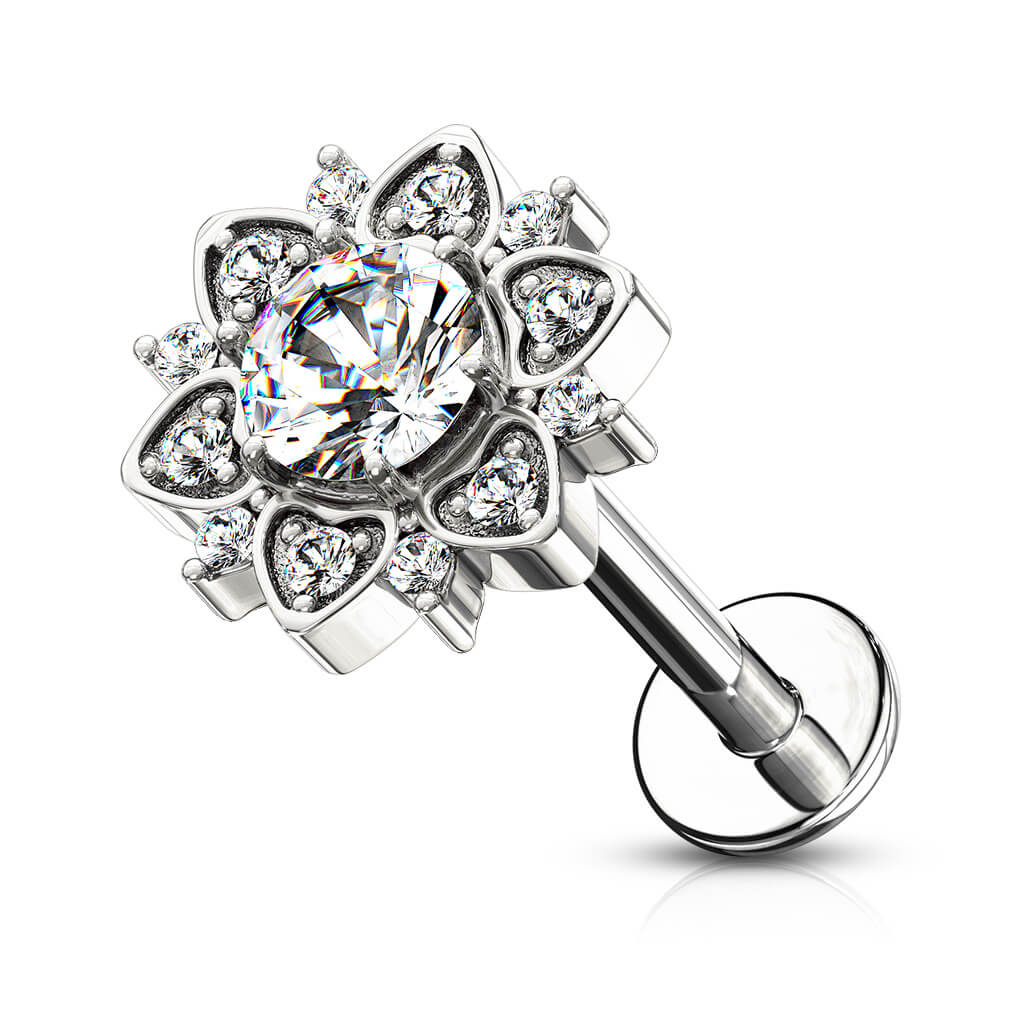 Labret Blume Zirkonia Innengewinde - Image 2