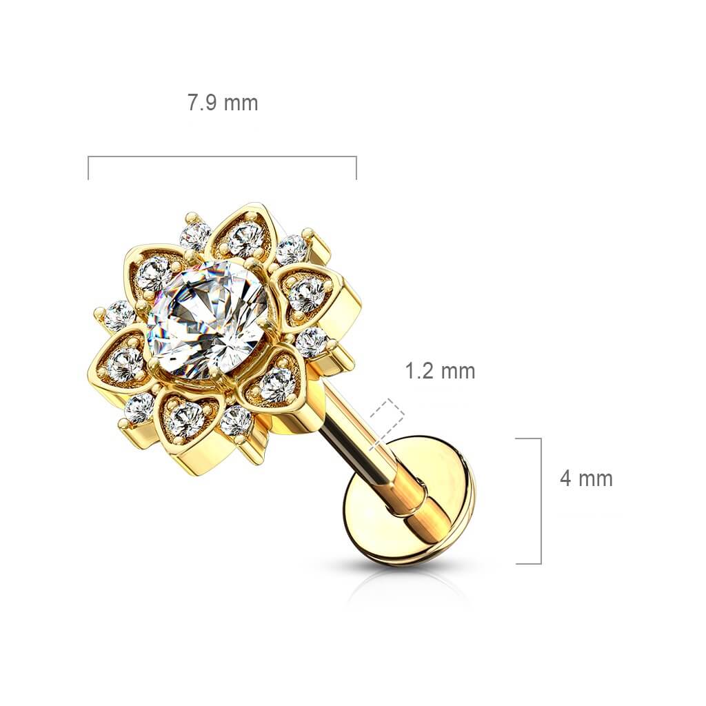 Labret Blume Zirkonia Innengewinde - Image 3
