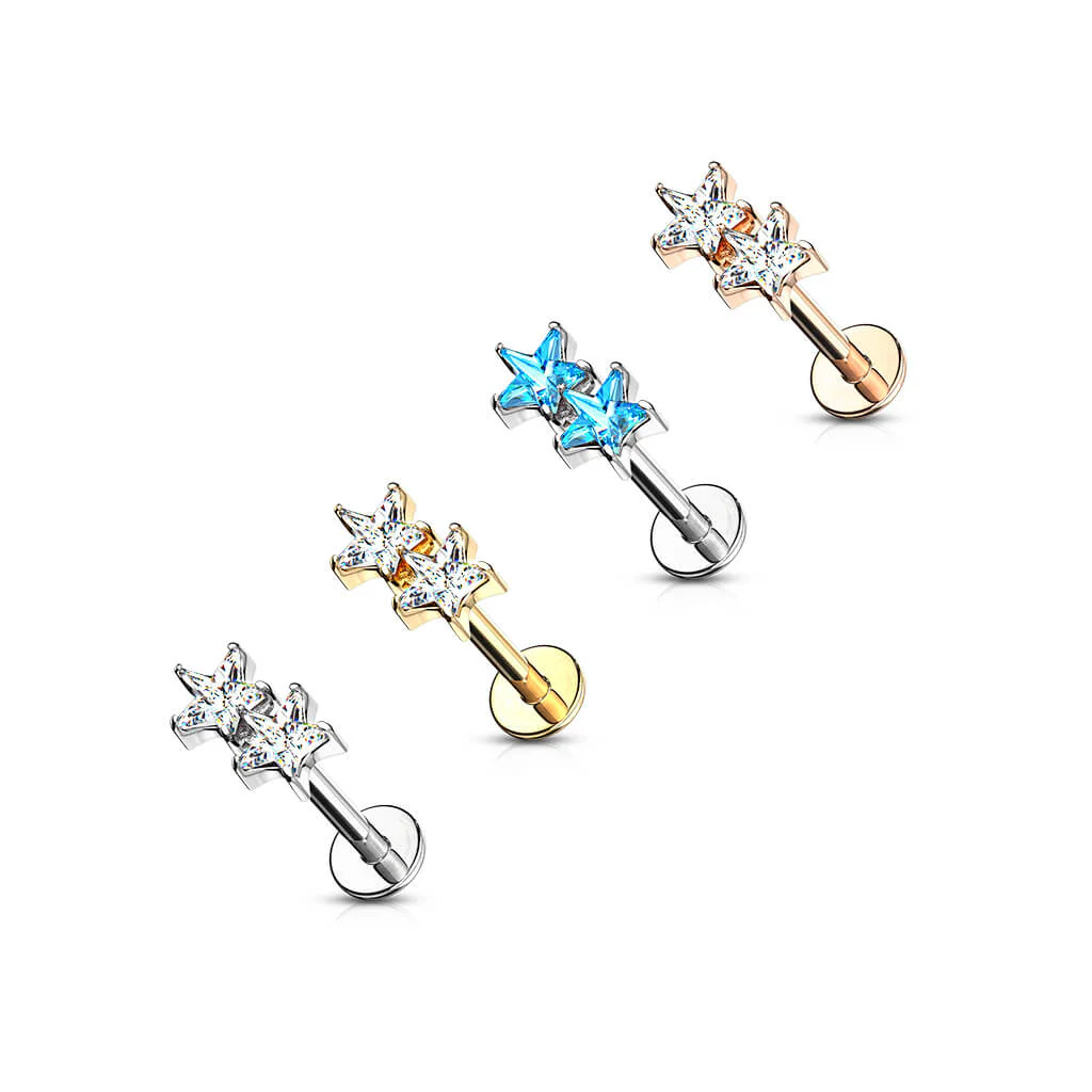 Labret Sterne Zirkonia Innengewinde - Image 4