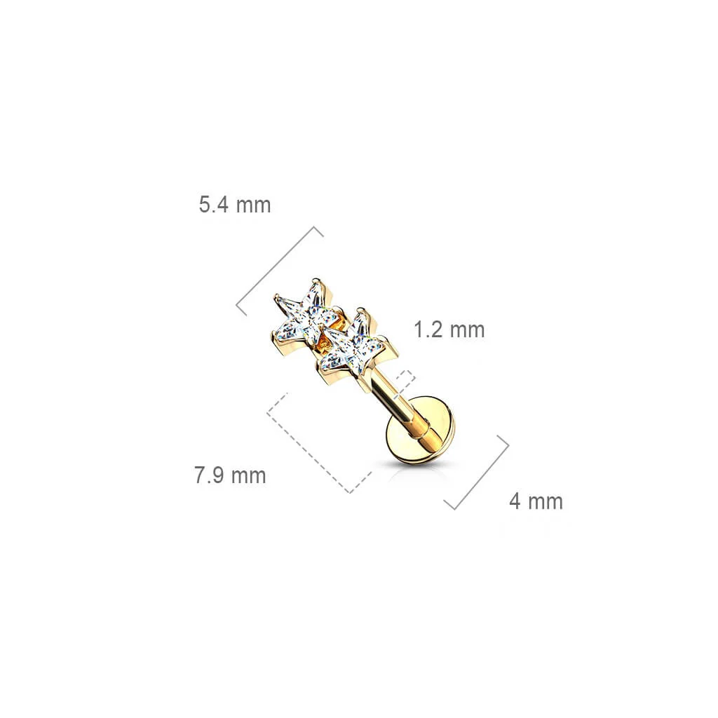 Labret Sterne Zirkonia Innengewinde - Image 9