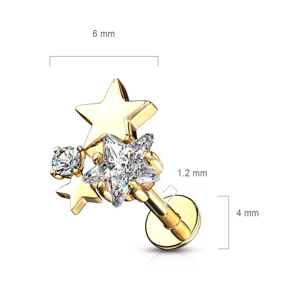 Labret Sterne Zirkonia Innengewinde - Image 3