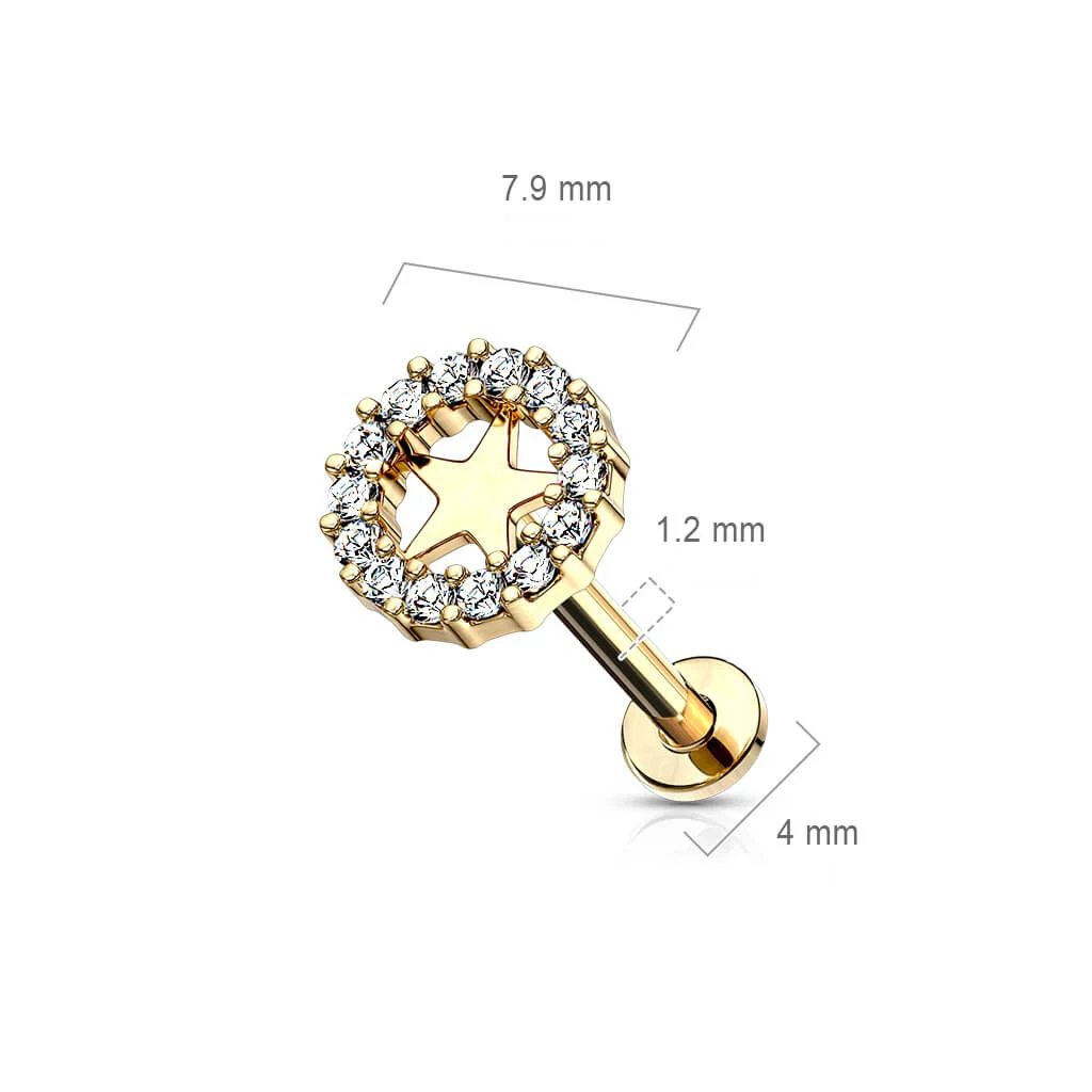 Labret Stern Zirkonia Innengewinde - Image 7