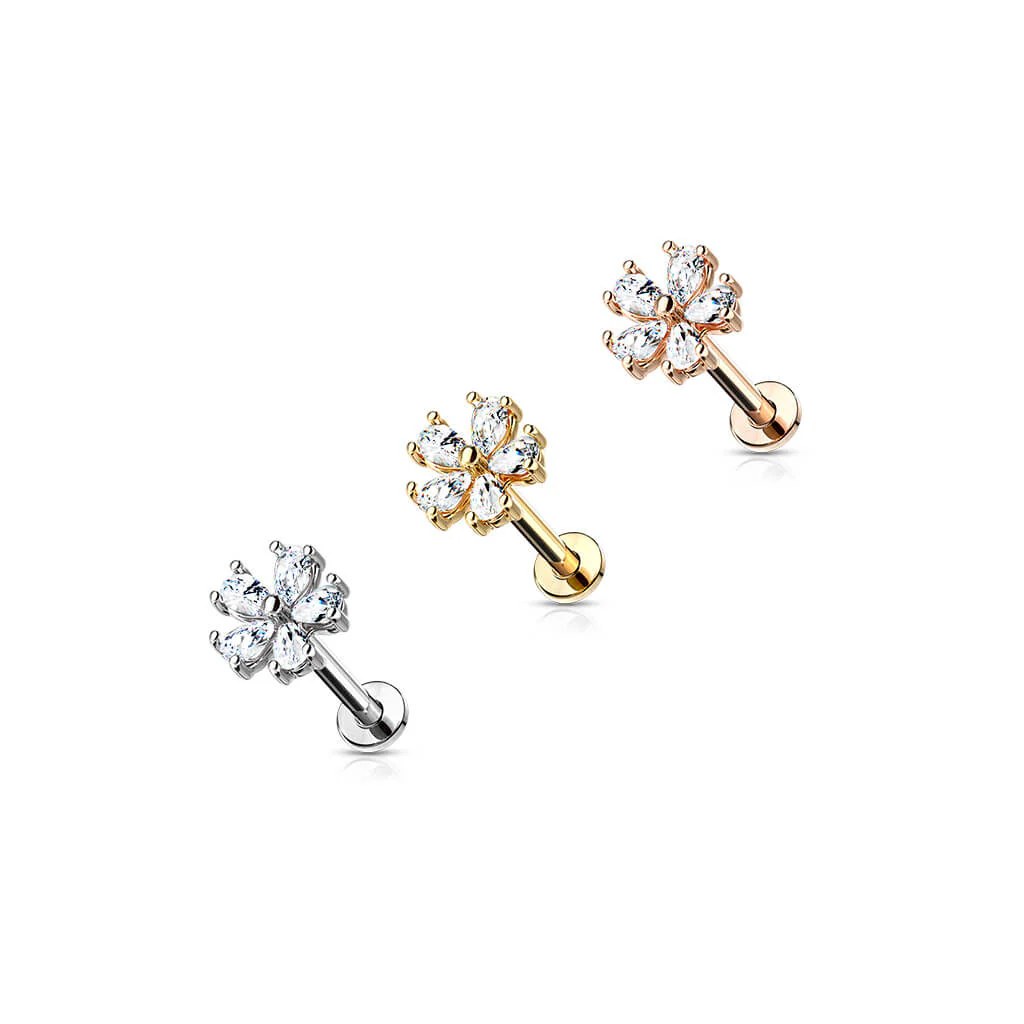 Labret Blume Zirkonia Innengewinde - Image 4
