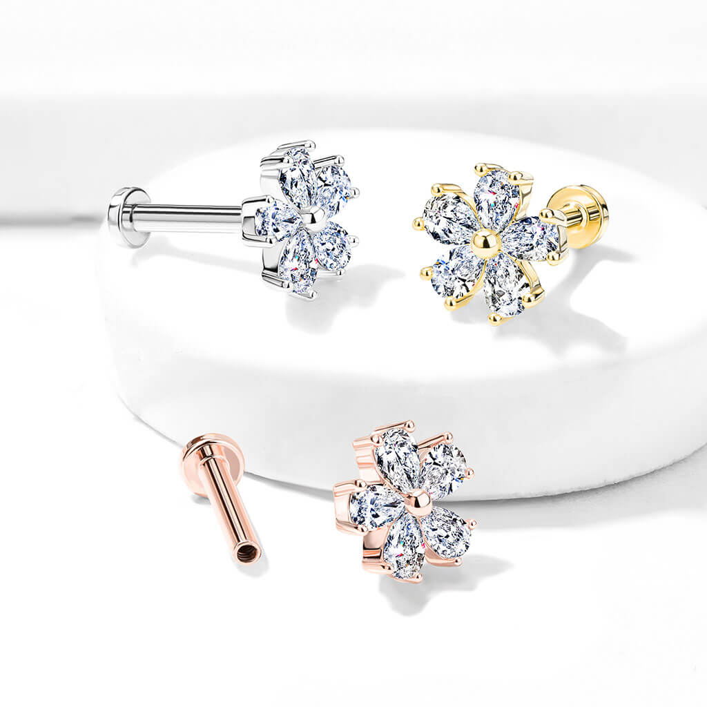 Labret Blume Zirkonia Innengewinde - Image 7