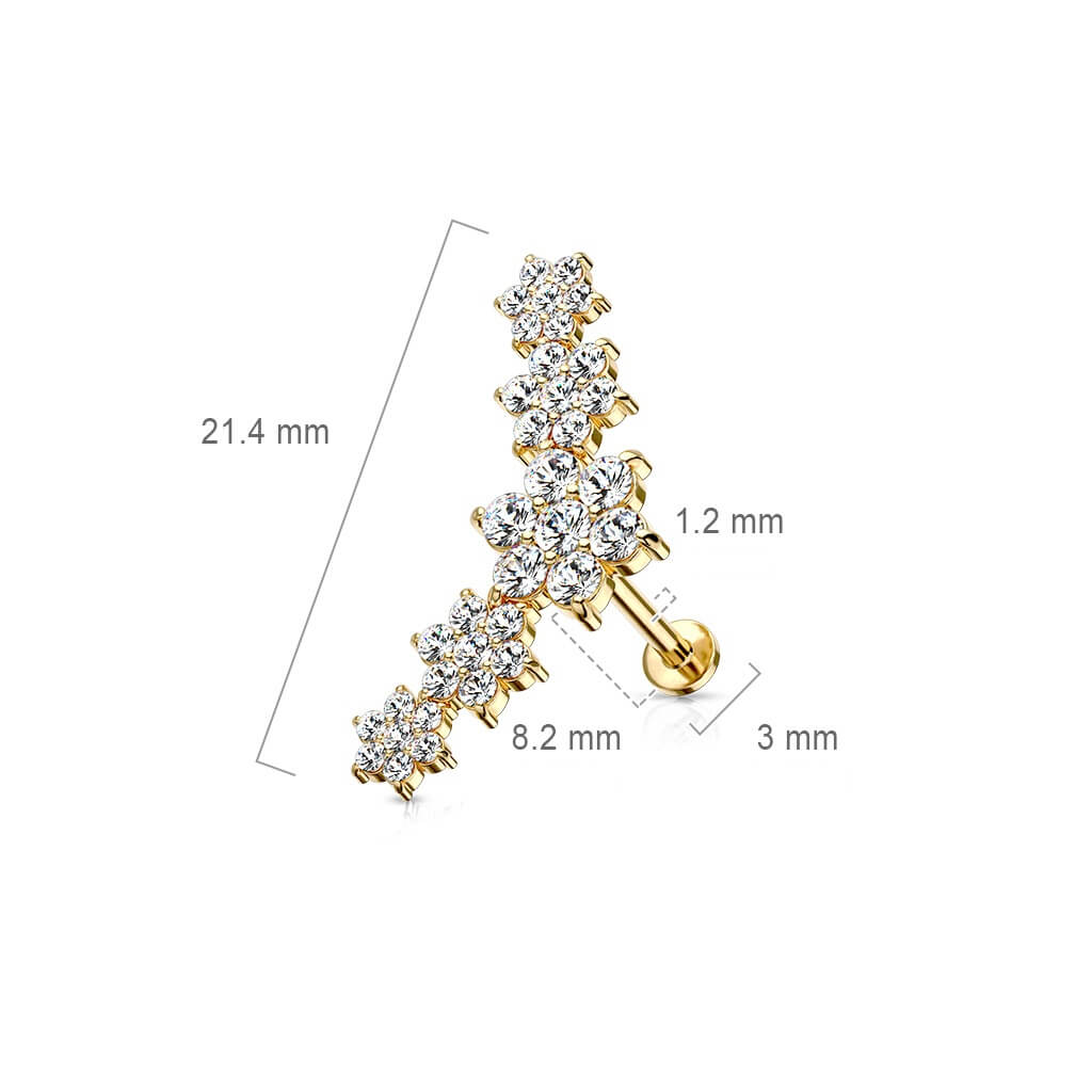 Labret Blumen Zirkonia Innengewinde - Image 3