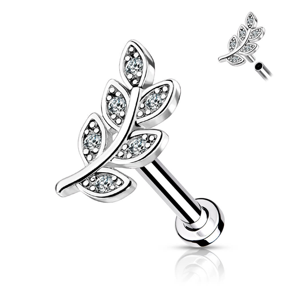 Labret Blätter Zirkonia Innengewinde - Image 2