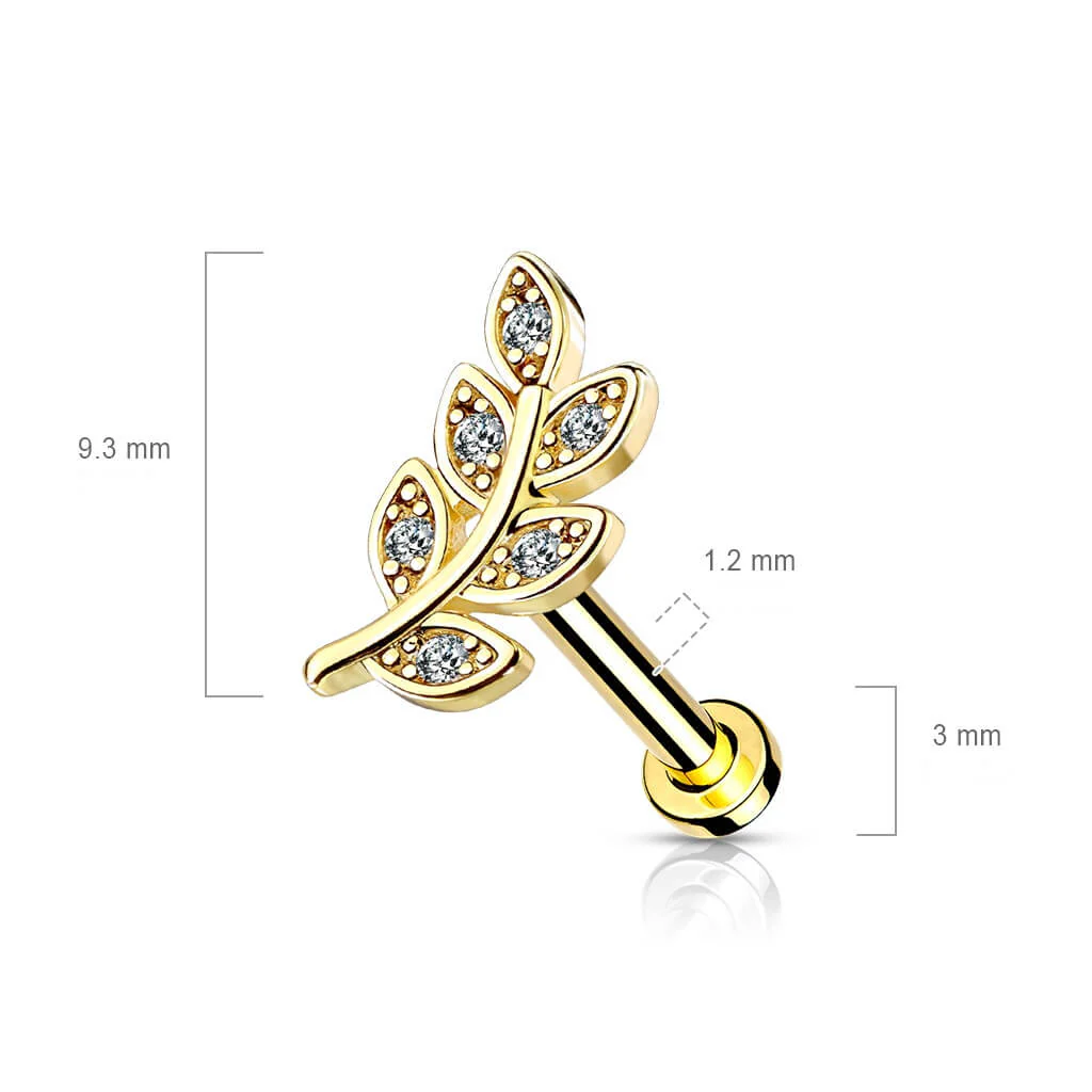 Labret Blätter Zirkonia Innengewinde - Image 8