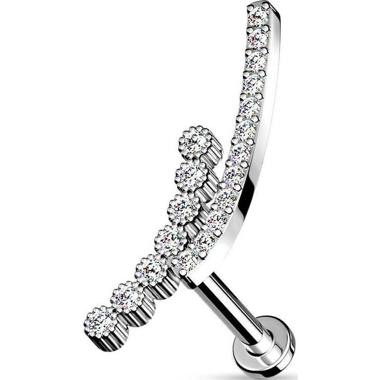 Labret Stab Gebogen Zirkonia Innengewinde