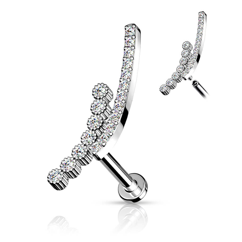 Labret Stab Gebogen Zirkonia Innengewinde - Image 2
