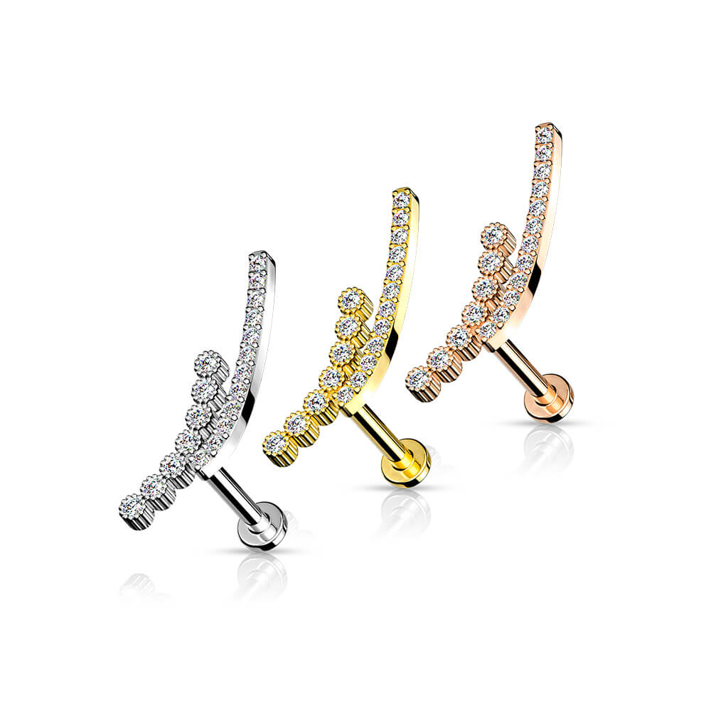 Labret Stab Gebogen Zirkonia Innengewinde - Image 3