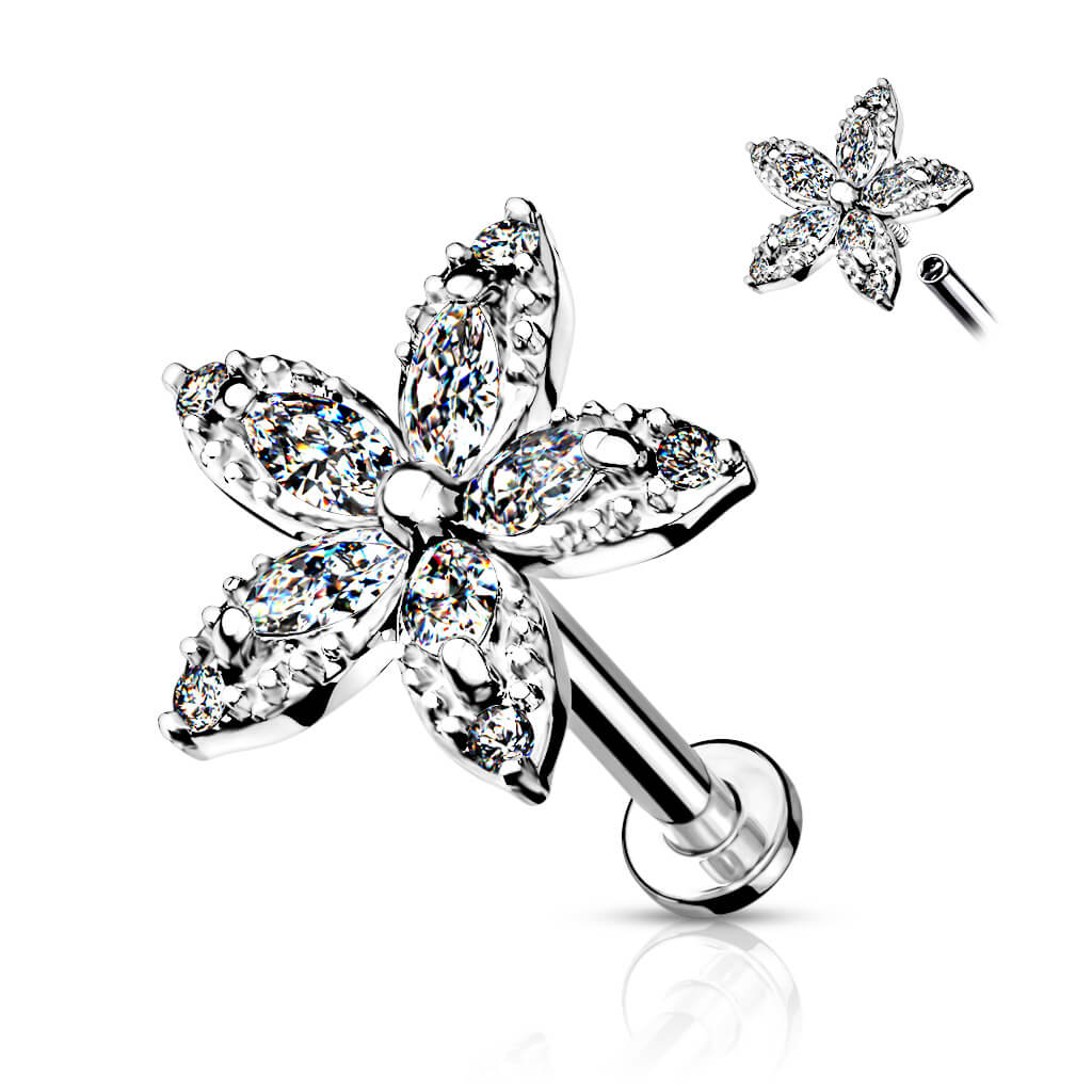 Labret Blume Zirkonia Innengewinde - Image 2