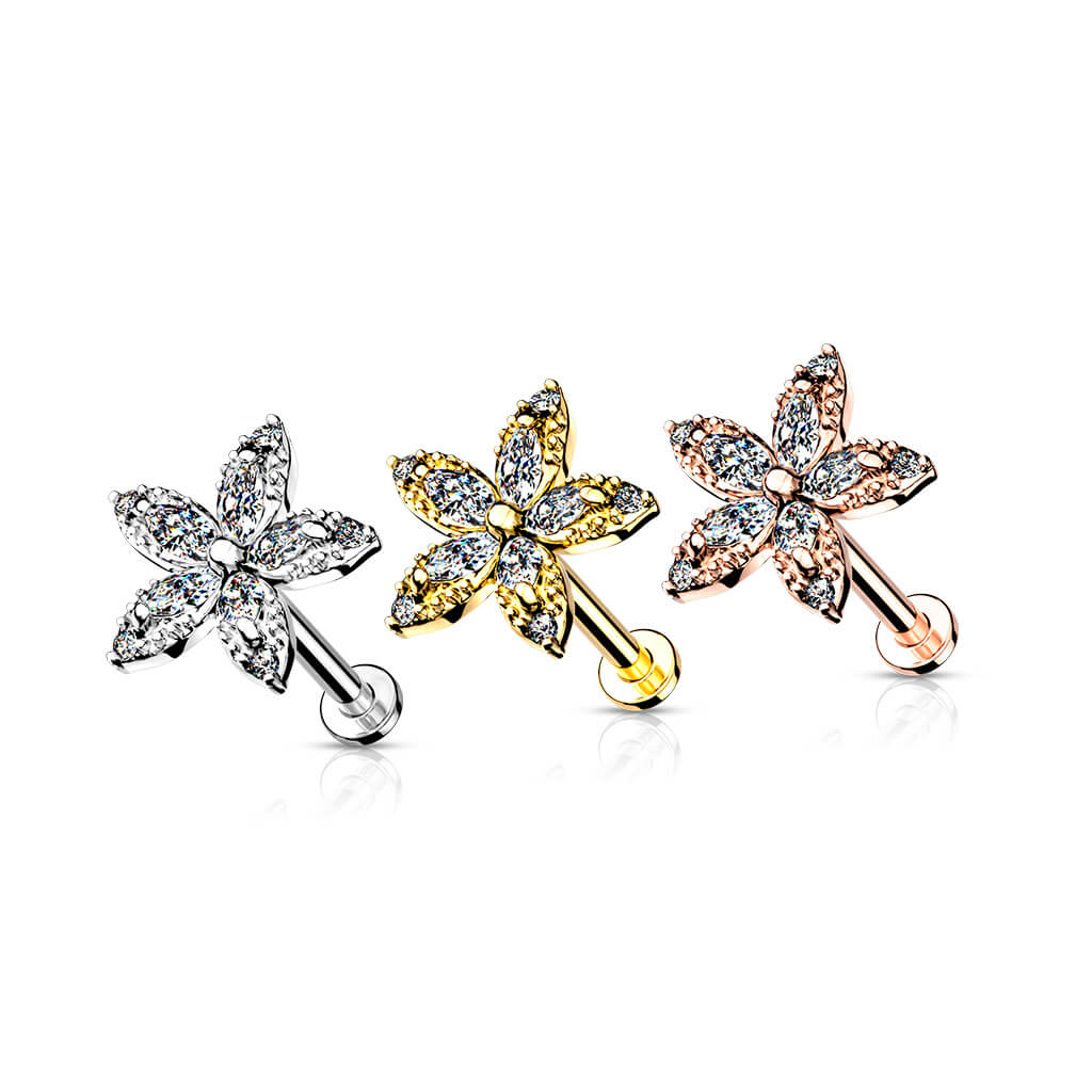 Labret Blume Zirkonia Innengewinde - Image 3