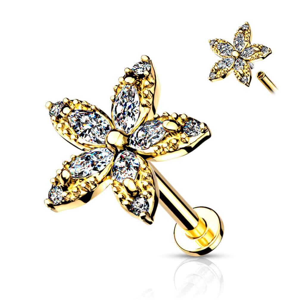 Labret Blume Zirkonia Innengewinde - Image 4