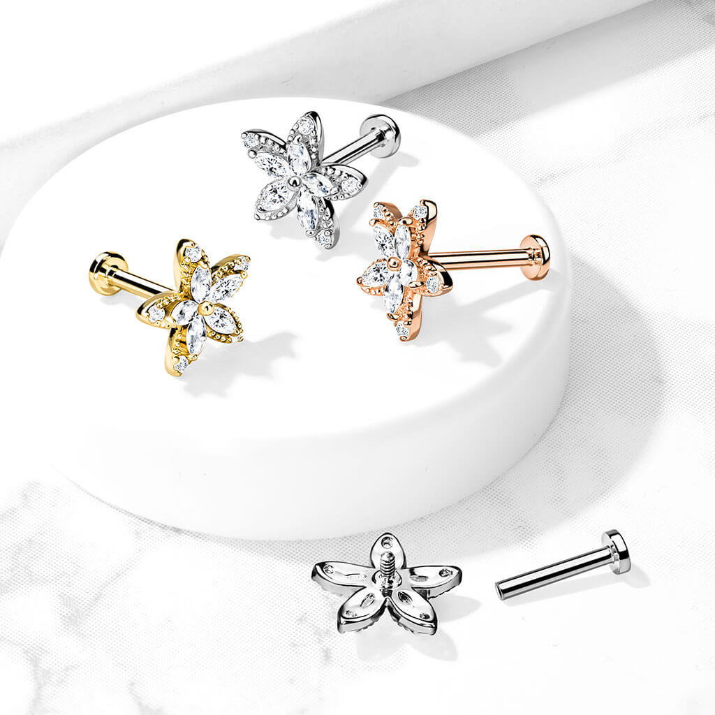 Labret Blume Zirkonia Innengewinde - Image 7