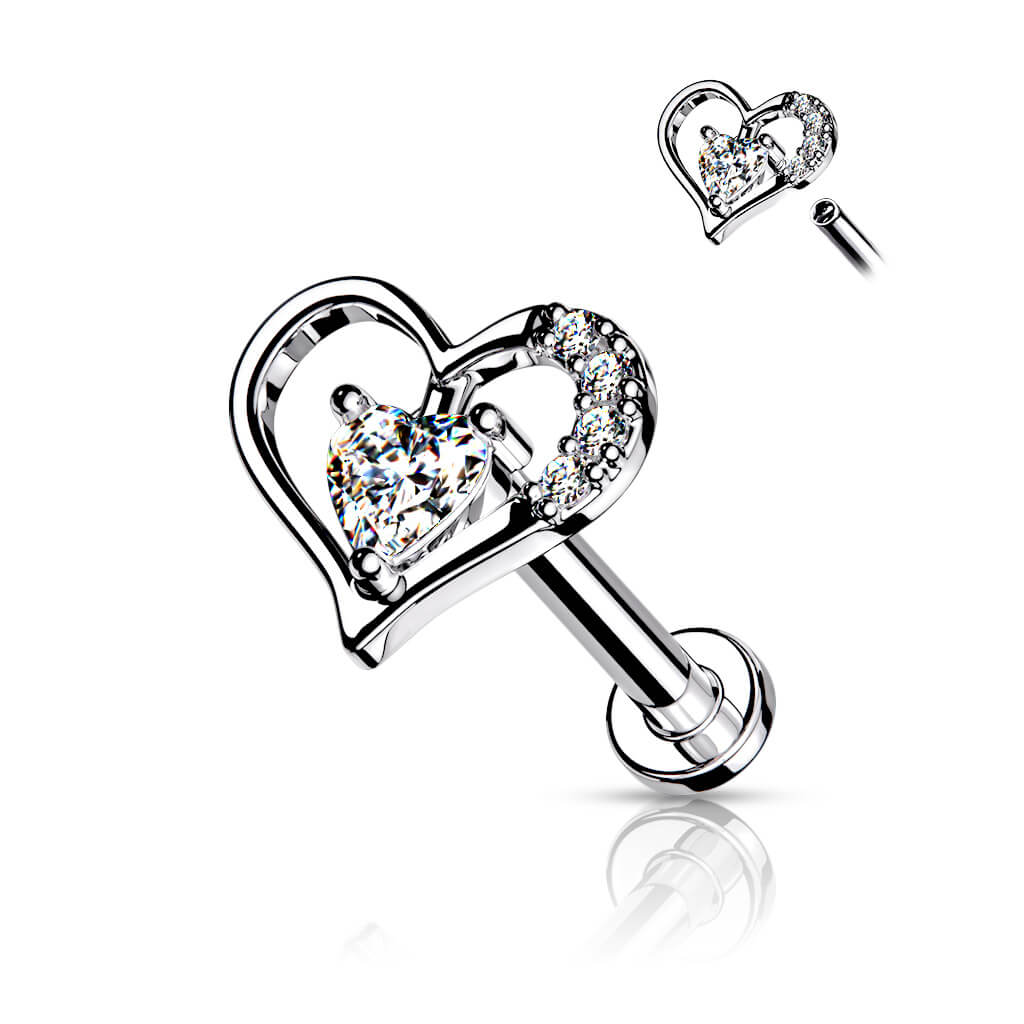 Labret Herz Zirkonia Innengewinde - Image 2