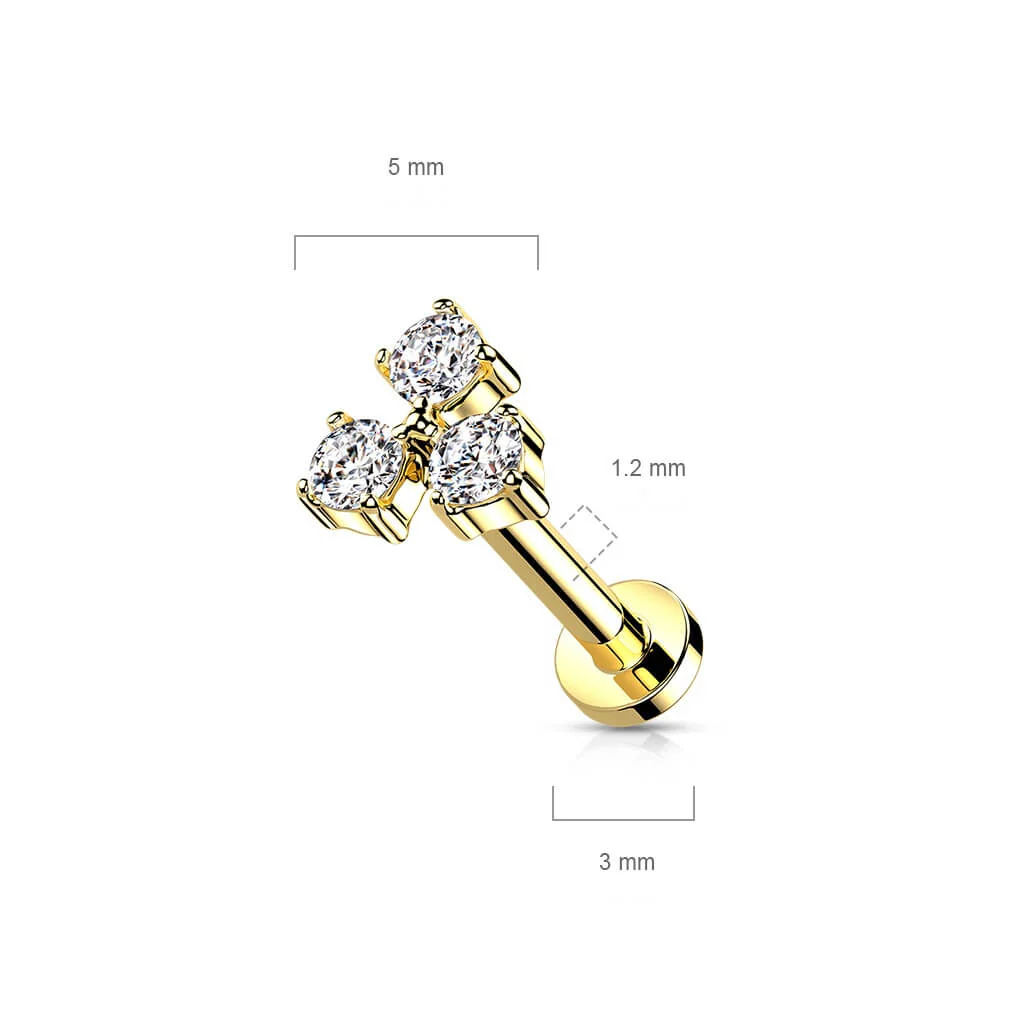Labret Dreieck Zirkonia Innengewinde - Image 10