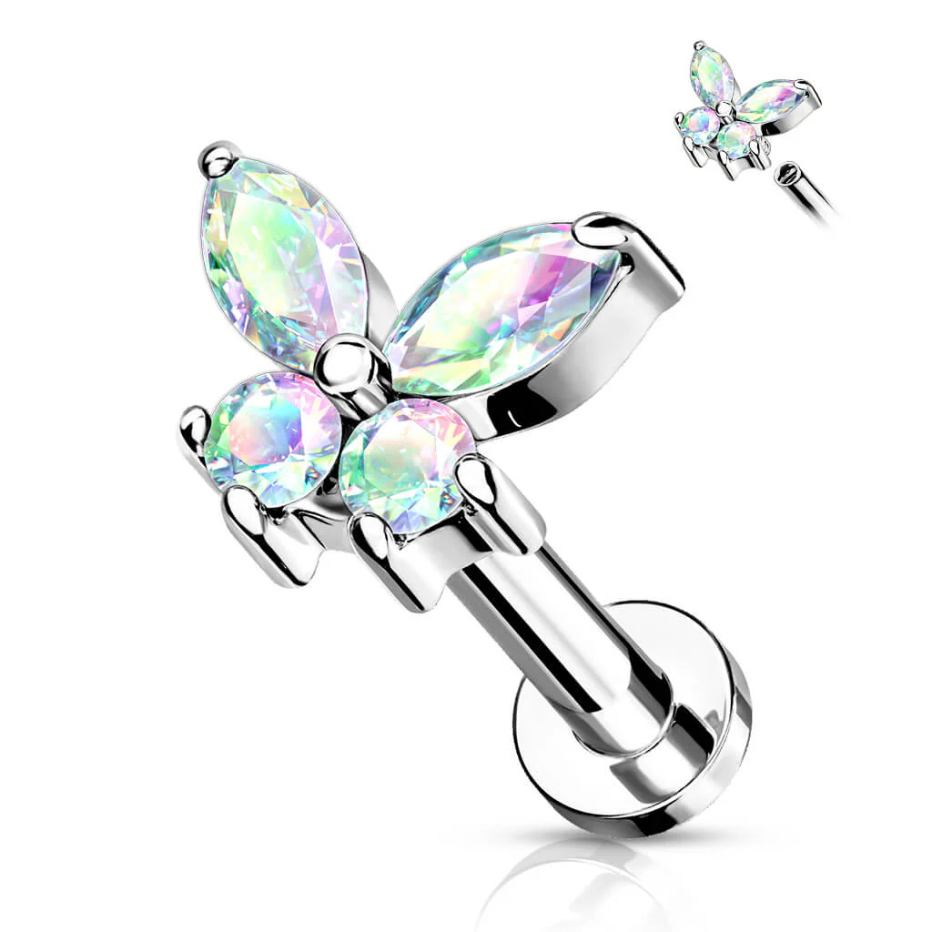 Labret Schmetterling Zirkonia Innengewinde - Image 2