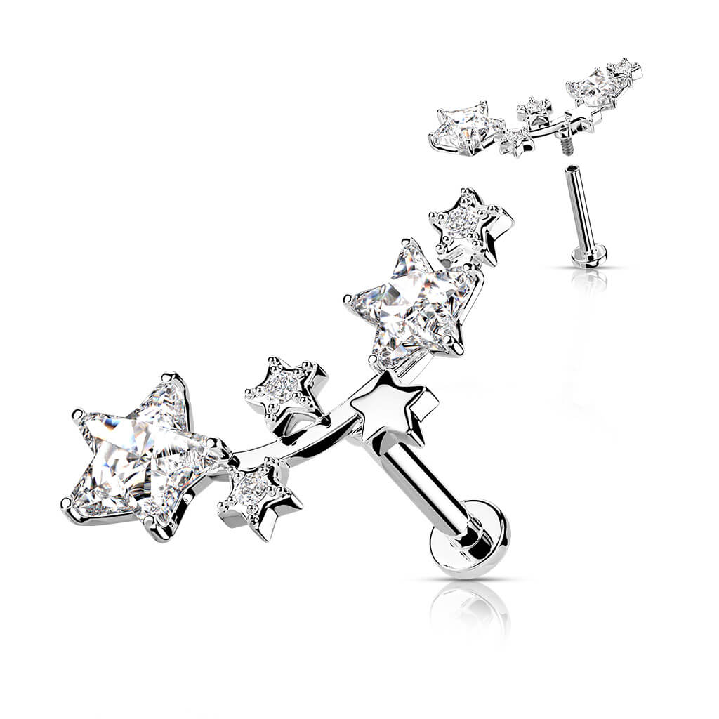 Labret Sterne Zirkonia Innengewinde - Image 2