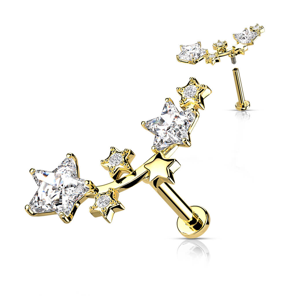 Labret Sterne Zirkonia Innengewinde - Image 3