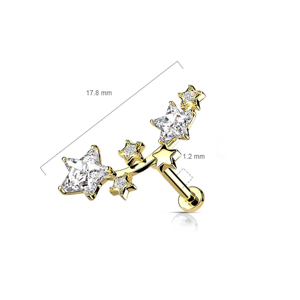 Labret Sterne Zirkonia Innengewinde - Image 7