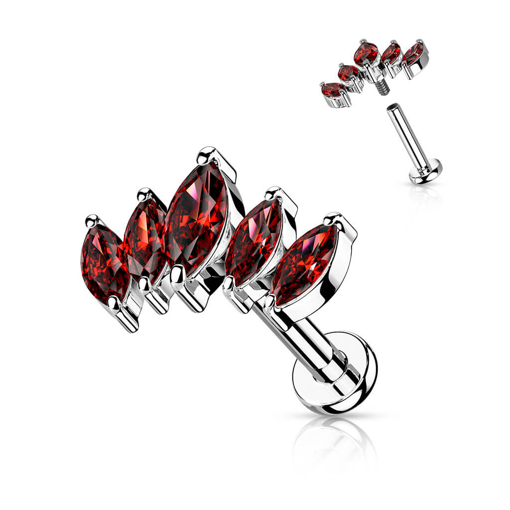 Labret Marquise Schliff 5 Zirkonia Innengewinde - Image 10