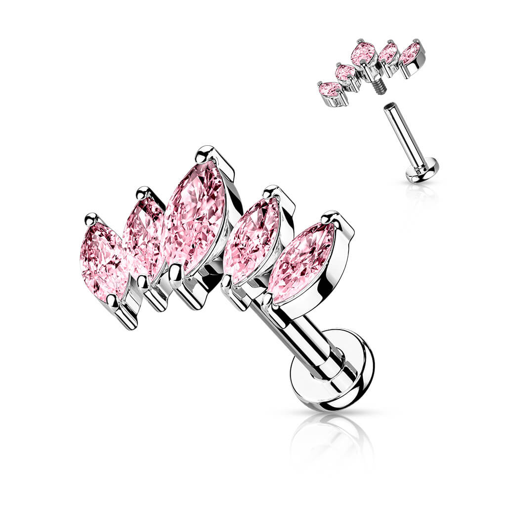 Labret Marquise Schliff 5 Zirkonia Innengewinde - Image 8