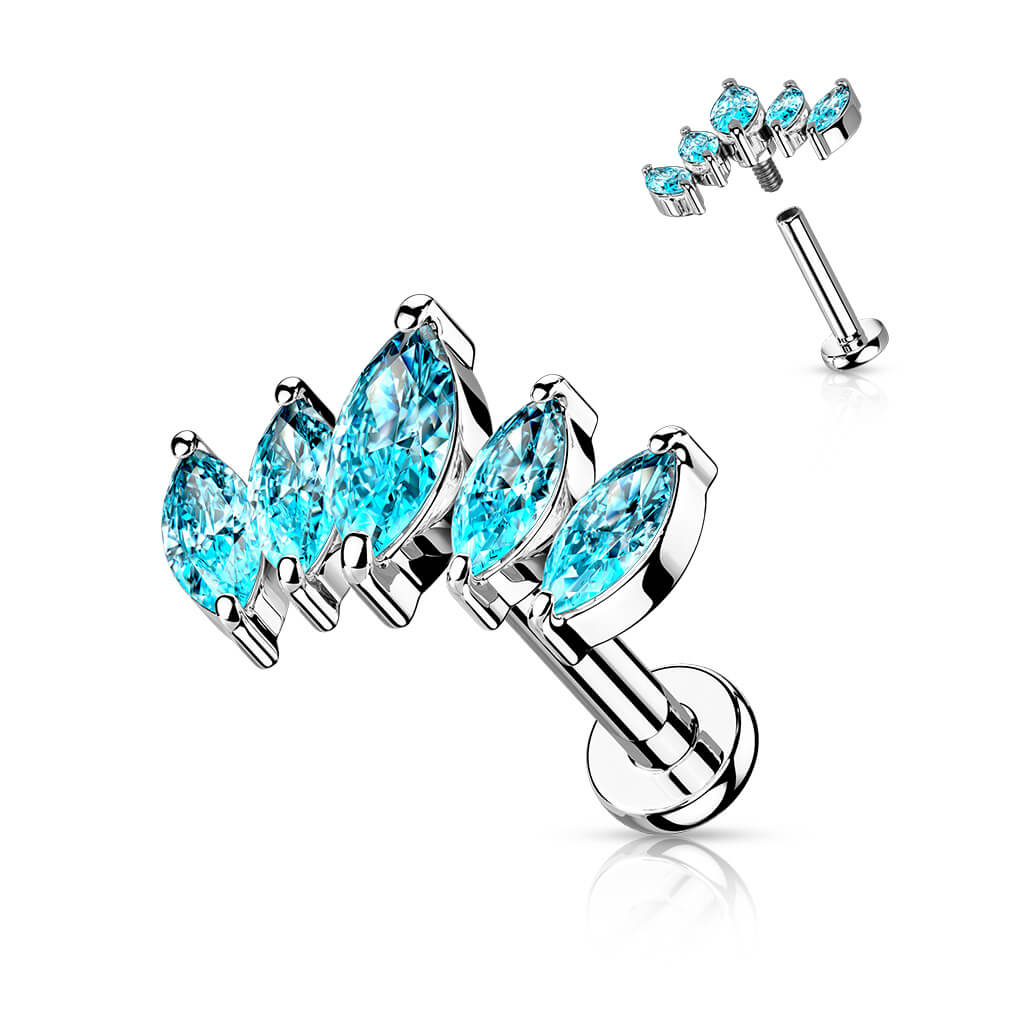 Labret Marquise Schliff 5 Zirkonia Innengewinde - Image 9