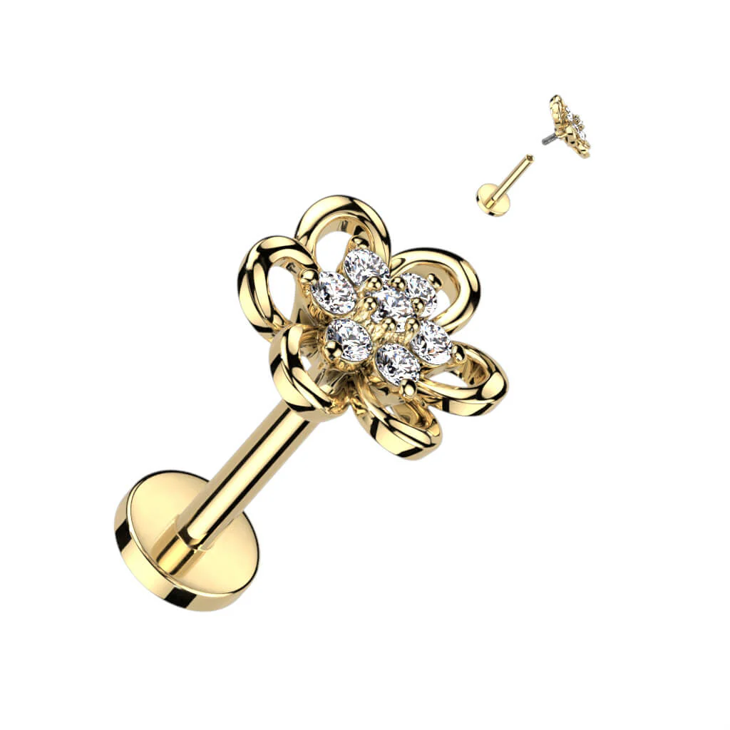 Labret Blume Zirkonia Innengewinde - Image 3
